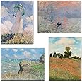 Tableau Claude Monet 4 Pièces 40x30 Cm | Impression Sur Toile Avec Cadre Bois, Prêt à Accrocher