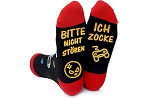 ANOTION Lustige Socken, Zocker Geschenke Gaming Socken Mit Spruch BITTE NICHT STÖREN ICH ZOCKE Neuheit Gamer Socken Geschenk für Männer Jungs Teenager Kinder Geburtstag Valentinstag Geschenke Kleinigkeiten