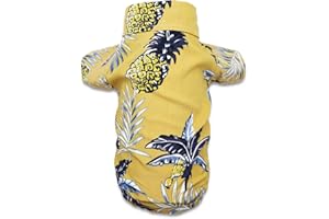DroolingDog Pet Hawaiian Shirts Dog Vacation Clothes Camp Tshirts Small Dog Summer Apparel, Large