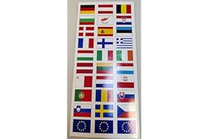 SAFIRMES EUROPE 30 Autocollants DES Pays en Europe 20 x 30 mm en vinyle.