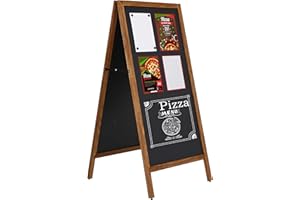 DISPLAY SALES - Lavagna con cavalletto in legno 670 x 1270 mm resistente alle intemperie | lavagna ristorante magnetica | bacheche per esterno in legno di faggio scuro | lavagna grande in XXL