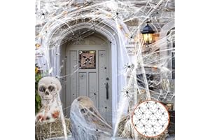 HUIFENGJIE Ragnatela Halloween,200g Spider Web +40 Nero Finti Ragni,Decorazioni Di Halloween Di Ragnatele Estensibili,Ragnatela Di Decorazione Di Halloween,Per La Decorazione Della Casa Infestata Decorazione
