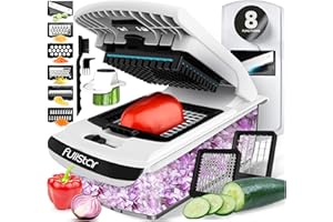 FULLSTAR Vegetable Chopper & Mandoline Slicer with Container - Veggie Onion Salad Food Cutter Dicer - Julienne & Wavy Slicer - Grater Zester - Kitchen Tools Gadgets - Home Essentials (8-in-1 PRO White)
