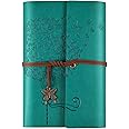 OMEYA Leather Journal Notebook, travel journals for women, refillable butterfly notebook lined personal diary writing notebook gifts A6 12.9 x 18.5cm (blue)