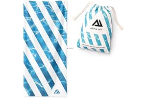 ALP & ACT Strandtuch XXL 200x90 cm - 100% recycelte Mikrofaser - EXTRA LEICHT & schnelltrocknend - großes Microfaser Handtuch für Urlaub & Strand - Badetuch inkl. Baumwollbeutel - türkis blau