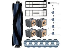 Jegehoyo 18 accesorios para aspiradora Eufy X10 Pro Omni, 1 cepillo de rodillo, 2 filtros, 6 almohadillas de limpieza, 4 cepillos laterales, 4 bolsas para el polvo, 1 cepillo de limpieza