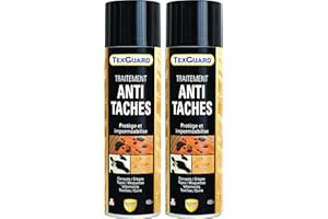 Guard Industrie TexGuard – Tratamiento antimanchas – Impermeabilizante textil repelente al agua, incoloro, invisible – Tela, piel, sintético, ante – Fabricación francesa – Aerosol – 400 ml – Lote de 2