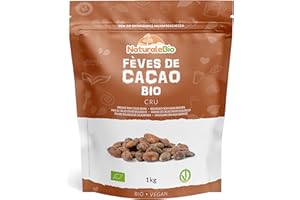 Fèves de Cacao Cru Bio 1kg. Organic Raw Cacao Beans. Naturel et pur. Produit au Pérou par la Plante Theobroma Cacao. NaturaleBio
