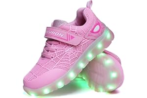 WDRHC LED Zapatos Verano Ligero Transpirable Impermeable Bajo 7 Colores USB Carga Luminosas Parpadeo Deporte de Zapatillas con Luces Los Mejores Regalos para Niños Niñas Cumpleaños de Navidad