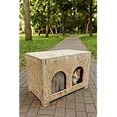 Reyo Pet İkili B&ouml;lmeli Dış Mekan Kedi Evi, OSB Ahşap, Su Ge&ccedil;irmez, 61x41x36 cm Cat50