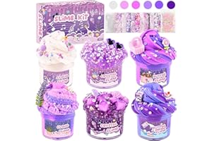 ROWECVCE 6 Pack Slime Kit, Purple Dream Slime Kids, Cloud Butter & Clear Slime, Party Favors, Toys for Girls Boys Ages 5 6 7 8 9 10 11 12, Goodie Bag Stuffers, Birthday Gift Ideas Cute Stuff