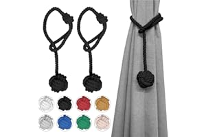 Wolancy 2 PCS Vorhang Krawatten, Vorhang Krawatte Rücken für Vorhänge, Outdoor Vorhang Krawatten für Vorhänge, Hand Stricken dekorative Seil Vorhang Holdbacks (Black)