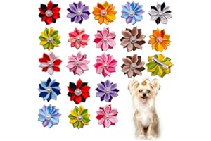 JpGdn 40PCS Dog Hair Bows with Clips Flowers Bow Ties for Small Medium Doggy Cats Kitten Topknot Pet Accessories Grooming Attachment