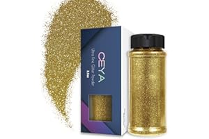 Ceya 3.5oz/ 100g Ultra Fine Glitter Powder Gold Glitter 1/128” 0.008” 0.2mm for Slime Epoxy Resin Craft Tumbler Jewelry Nail Art Festival Makeup Scrapbook Painting Wedding Cards