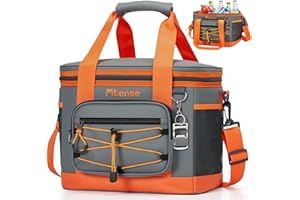 Bolsa Térmica Porta Alimentos 20/33L Plegable - Fitense Bolsa Comida Trabajo Impermeable con 4 Capas, Hielera Portátil para Playa, Viajes, Picnic, Camping, Grocery (30/50 Latas, 600D Oxford)