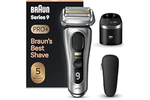 Braun Series 9 PRO+, Rasoio Elettrico, Regolabarba Uomo, Rifinitore di precisione, Custodia Viaggio, Lame Flessibili, SmartCare, Impermeabile, Batteria Litio Ion, Idea Regalo, Serie 9567cc Argento