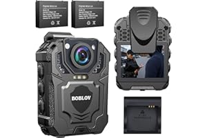 BOBLOV T5 Bodycam, 128GB 1440P Körperkamera Body Camera mit Audio-Aufnahme, Zwei Batterien mit Dock, tragbare Polizei-Körperkamera für Strafverfolgung, Nachtsicht, Dateischutz