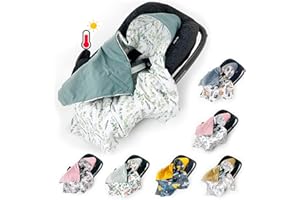 BABEES Swaddling Blanket for Baby Car Seat Spring Summer Universal Velvet Baby Blanket with Velcro Fastening Baby Carrier Lightweight Transition Season Eucalyptus