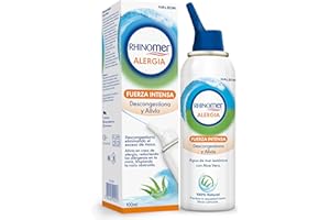 Rhinomer Alergia Spray Nasal 100% natural, Agua de mar isotónica con Aloe Vera, descongestiona y alivia en caso de alergia, Fuerza Intensa para adultos, 100 ml
