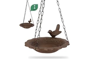 WILDLIFE FRIEND I Abreuvoir à Oiseaux Suspendu - Résistant aux Intempéries - Bains pour Oiseaux Sauvages, Mangeoire, Bassin d'oiseaux Suspendu