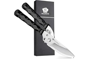 WILDMOK Cisailles à Volaille Robustes - Cisailles d'extérieur à Volaille Multifonctions en Acier Inoxydable de 21,6 cm, Ciseaux de Cuisine Ultra tranchants pour Camp en Plein air, Noir