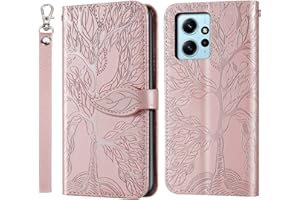 Rostsant Etui na telefon komórkowy Redmi Note 12 4G, wytłoczone drzewo skóra poliuretanowa Xiaomi Redmi Note 12 4G, etui portfelowe, etui do Redmi Note 12 4G, różowe złoto