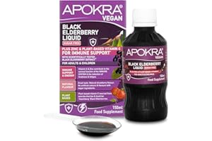 Elderberry Syrup Sugar Free, Acerola Vitamin C and Zinc for Adults & Kids | Big Bottle 150ml | Immune System Booster | Natural Strawberry Flavour | Vegan | Plant Based VIT C | APOKRA