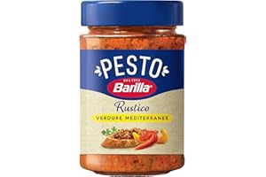 ‎BARILLA Barilla Pesto Rustico Mediterraneo 1 x 200g | Glutenfreie Italienische Pasta-Sauce mit Zucchini, Paprika und Tomaten, vegane / vegetarische Nudel-Soße, rotes Pesto