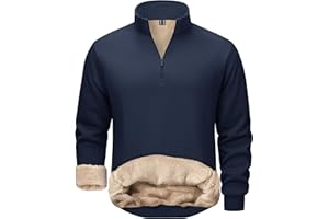 TACVASEN Men's Quarter Zip Sweatshirt Sherpa Fleece Lined Pullover Winter Thick Warm Cotton Jumpers Casual Thermal Top