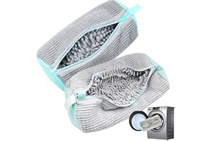 VITA DENNIS Shoe Washing Machine Bag for Washing Machine, Trainer Wash Shoe Bag with Zipper Hook, Sneakers Laundry Shoe Cleaning Bag Reusable and Durable(2Pcs Grey)