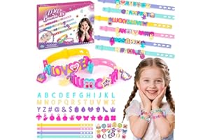 LELECHONG Friendship Bracelet Making Kit Girls Birthday Presents: 5 6 7 8 9 Year Old Girl Gifts, Arts and Crafts for Kids age 5-8 DIY Personalized Rubber Bracelets Making Craft Kit for Kids Girls Toys age 5 6 7