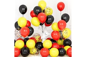 Red Yellow Black Balloons, Ousuga 30 pcs 12 Inch Matte Red Black Yellow Confetti Latex Balloons Set for Boys Kids Birthday Baby Shower Wedding Engagement Carnival Racing Car Sports Party Decoration