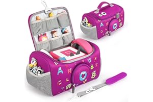 GISEO Tasche for Toniebox, Aufbewahrung Box Tragetasche für Toniebox Starter Set für Tonies Figur, Zubehör Schutzhüllen-Organizer Transporttasche für Hörfiguren mit Lautsprecheröffnung (Violett)