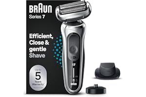 Braun Series 7 Afeitadora Eléctrica Hombre, Máquina de Afeitar Barba con Accesorio de Recortadora de Precisión, Base de Carga, uso en Seco y en Mojado, Recargable, Inalámbrica, 71-S4200cs, Plata