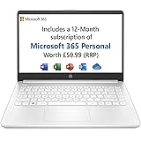HP Stream 14s-fq0020na 14 Inch Laptop, White (AMD Athlon 3020e, 4 GB RAM, 64 GB eMMC, Windows 10 Home S) - Microsoft 365 (12