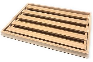 Space Home - Tagliere per Pane - Tagliere con Griglia Estraibile per le Briciole - Tagliere da Pane - Tagliere per Tagliare il Pane Raccogli Briciole - 32 x 22 x 2,5 cm