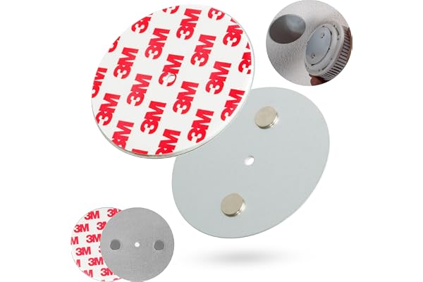 Support Magnétique pour Détecteur de Fumée, 2 pièces, Ø 70 mm diamètre, à coller ou à visser, support magnétique pour une fixation facile, plaquette adhésive détecteur CO, support détecteur d'incendie