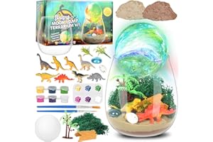 Withosent DIY Dinosaurio Luz Nocturna Infantil, Lampara Niña Manualidades Niños con Lampara Luna, Dinosaurio Luminoso Kit Manualidades Niños para 3 4 5 6 7 8 Años