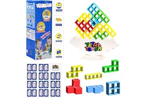 JOKSNK 32PCS Tetra Tower, Blocchi di Costruzione Russi per Bambini, Giochi Equilibrio per Bambini, Tetra Tower Balance Building Toy, Bilanciamento Stacking Giocattoli per Bambini e Adulti