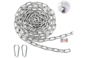 Mbsomnus 15 M Catena in Acciaio 3 mm - Delimitazione Metallo Resistente Zincata Antitaglio per Lucchetto Recinzione Antifurto
