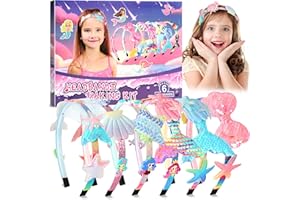 Pourbibi DIY Mermaid Headbands Making Kit for Girls Age 3+ - Girly headband Craft Kit for Kids Toys, Fun Hairbands & Hair Accessories - Birthday Gifts & Presents for Girls Age 3 4 5 6 7 8 Years Old