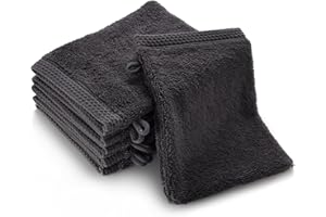 SLEEPZEN Guante de baño de algodón orgánico - Gris - Certificado Gots 500gr/m2 - Hecho en Europa - Juego de 6 - Absorbente, Suave y ecológico, Ropa de baño para bebés y niños, 4 Colores