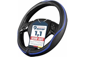 ‎UPGRADE4CARS Upgrade4cars Lenkradbezug Blau Schwarz in Leder-Optik | Lenkradhülle Universal 37-38 cm für Sommer & Winter | Autozubehör Innenraum Geschenk-Ideen | Geschenke für Frauen und Männer