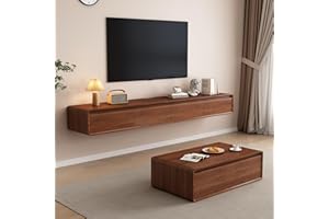 LVRUIEDS Mueble de TV flotante – Consola multimedia montada en la pared con 2 puertas abatibles y 2 cajones, armario de TV para centro de entretenimiento, estante de video para habitación del hogar
