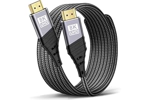TEFLOTY Kabel HDMI 2.1 8K,Ultra Highspeed 48 Gbps, 8K@60HZ 4K@120HZ, 7680P eARC HDCP 2.2i 2.3,DTS: X, dynamiczny HDR, Dolby Atmos, kompatybilny z HDTV, PS5/4/3, Xbox Series X/S,monitor i więcej (7M)