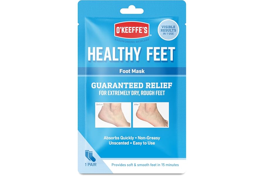 O’Keeffe’s Healthy Feet Foot Mask – Intensive Moisturising Sock Treatment for Extremely Dry, Rough Feet & Cracked Heels – Visible Results in One Use