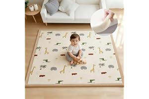 Baby Play Mats for Floor, Thick 3 CM Playpen Mat, Velvet Memory Foam Rug for Crawling & Cozy Play – Non-Slip, Water-Resistant, Easy-CareTummy Time Mat, Playmat for Playpen (Zoo, 150 * 180cm)