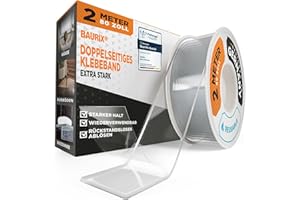 BAURIX® Taśma dwustronnie klejąca [2 m] - Bardzo mocna taśma dwustronna - Zmywalna Silikonowa Nano-Taśma Przezroczysta - Uniwersalna mocna taśma dwustronna