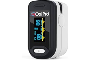 OxiPro OX2 - CE Certified - MHRA Registered Pulse Oximeter/Blood Oxygen Monitor - Finger Oxygen Saturation Monitor/SATS Monitor SpO2 - UK Approved Medical Device