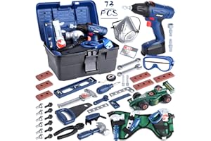 NCKIHRKK 73 Pièces Jouet Outil pour Enfants, Outils de Construction et Accessoires, malette outils enfant, Boite a Outil avec Perceuse Électrique, Outils de Travail Jouet, pour Enfant 3 Ans+